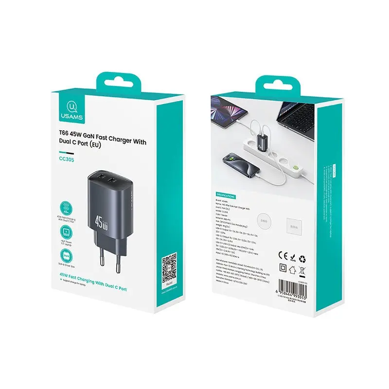 شارژر دیواری یوسمز مدل US-CC305 با توان 45 وات